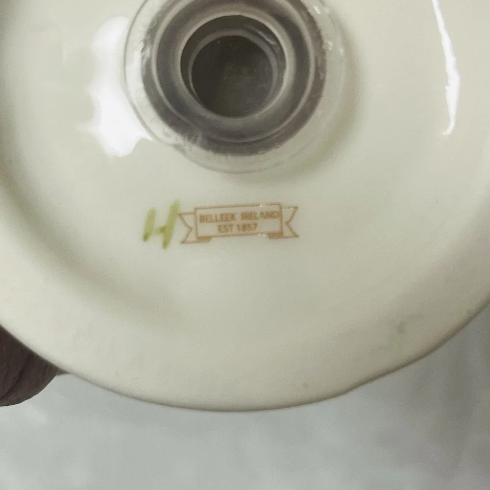 Belleek‎ Pottery Ireland Shamrock Basket Weave 6